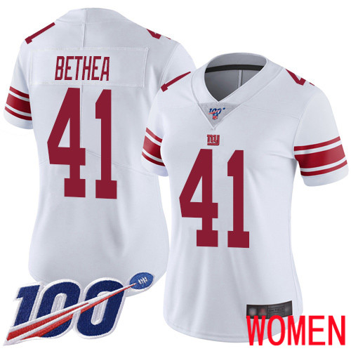 Women New York Giants #41 Antoine Bethea White Vapor Untouchable Limited Player 100th Season Football NFL Jersey->women nfl jersey->Women Jersey